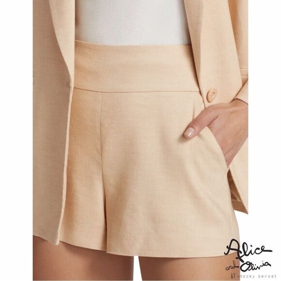 Alice + Olivia **NWT** Donald High Waisted Linen High Waisted Short in Natural - Picture 2 of 12